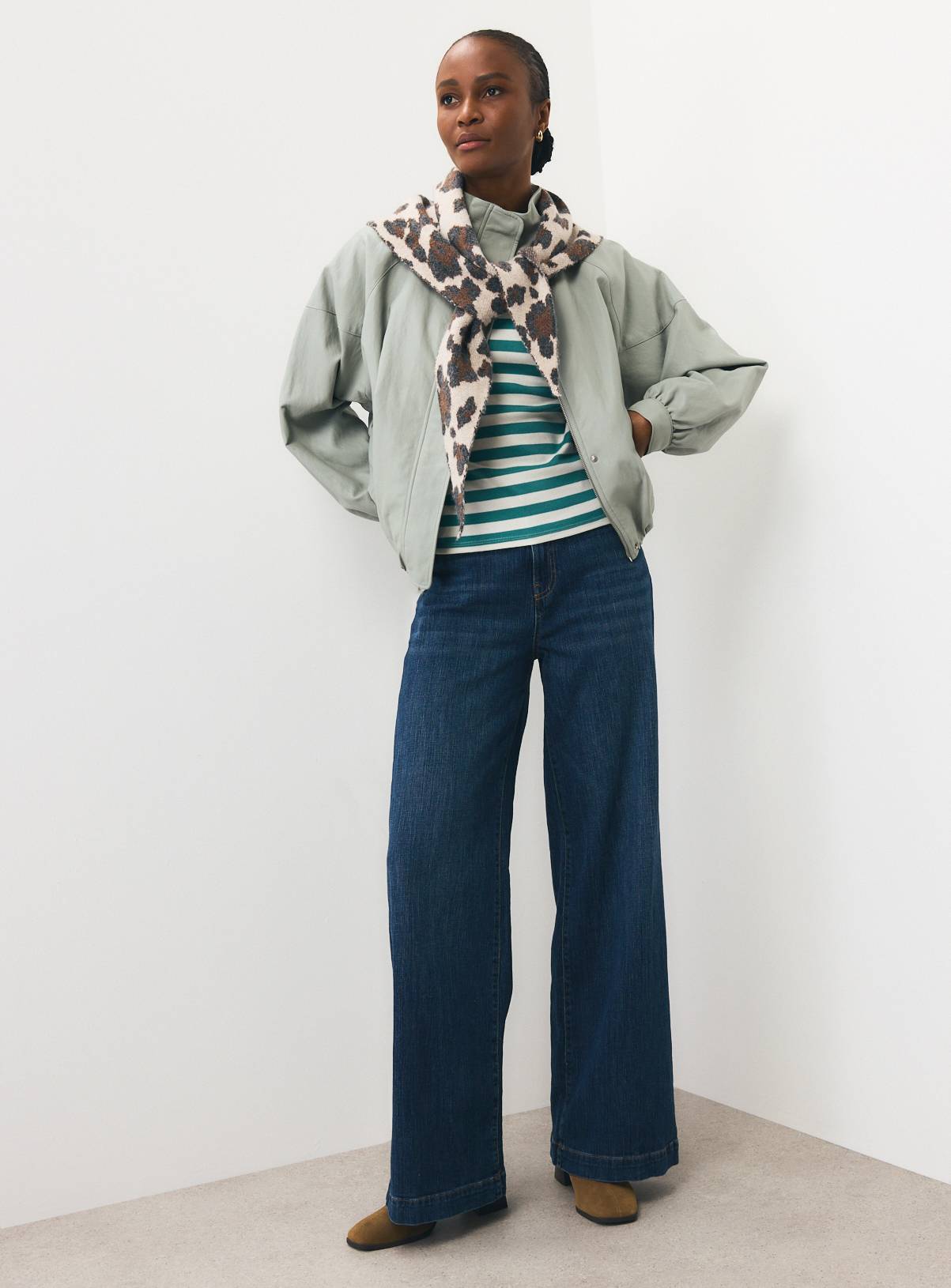 Light Green PU Batwing Funnel Neck Bomber Jacket XL - Image 2